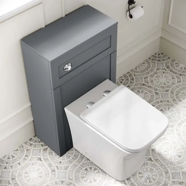Milos Fog Grey Combination Vanity Basin and Houston Toilet 1000mm - Chrome Handles