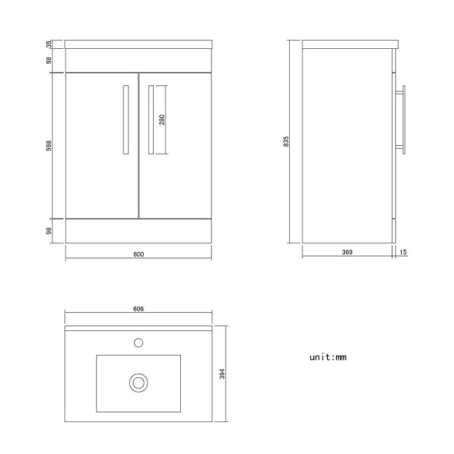 Avon Gloss White Basin Vanity 600mm and Toilet Set