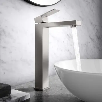 Dart Brushed Stainless Steel High Rise Basin Mixer Tap