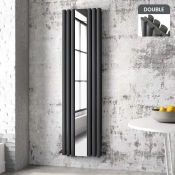 Marseille Anthracite Double Vertical Mirror Radiator 1800x500mm