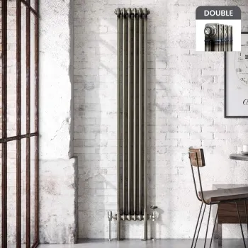 Athens Raw Metal Double Column Vertical Traditional Radiator 1800x290mm