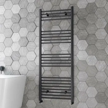 Barcelona Anthracite Straight Heated Towel Rail 1600x600mm