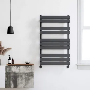 Santorini Anthracite Flat Panel Heated Towel Rail 1000x600mm