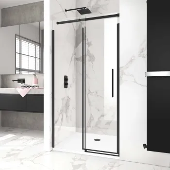 Stockholm Matt Black Easy Clean 8mm Frameless Sliding Shower Door 1000mm