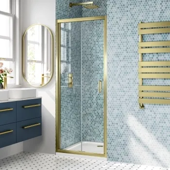 London Brushed Brass 6mm Bifold Shower Door 760mm