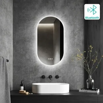 Emilee Oval Illuminated LED Mirror With BLUETOOTH Speaker 800x450mm
