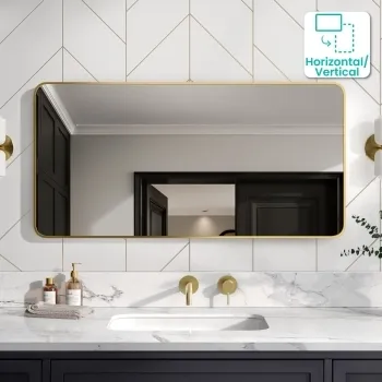 Essence Brushed Brass Rectangular Bathroom Mirror 600x1200mm