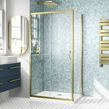 London Brushed Brass 6mm Sliding Shower Enclosure 1000x700mm