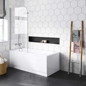 Stafford  1500x700 Round Shower Bath & 6mm Easy Clean Screen