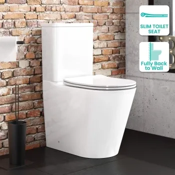 Boston Rimless Comfort Height Close Coupled Toilet With Premium Soft Close Slim Seat
