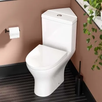 Orlando Rimless Close Coupled Corner Toilet With Soft Close Seat