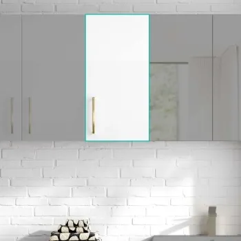 Harper Gloss White Wall Hung Cabinet 600x300mm - Brushed Brass Accents