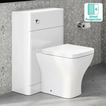 Curved Gloss White Slimline Back To Wall Unit and Atlanta Toilet