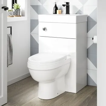 Ohio Gloss White 2-In-1 Combined Wash Basin & Seattle Toilet 500mm
