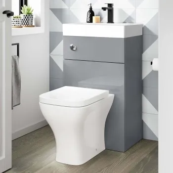 Ohio Stone Grey 2-In-1 Combined Wash Basin & Atlanta Toilet 500mm