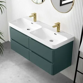 Corsica Midnight Green Wall Hung Double Basin Drawer Vanity 1200mm