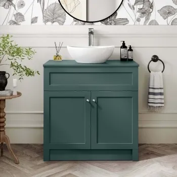Milos Mystic Green Vanity with Oval Basin 800mm - Brushed Handles