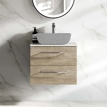 Elba Dawn Oak Wall Hung Drawer 600mm - Excludes Counter Top Basin