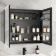 Aurora Matt Black Illuminated LED Mirror Cabinet With BLUETOOTH Speaker 700x800mm