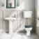 Hudson Traditional Low-Level Toilet With Midnight Green Seat & Pedestal Basin - Double Tap Hole