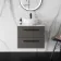 Elba Graphite Grey Wall Hung Drawer Vanity with Marble Top & Oval Counter Top Basin 600mm - Black Accents