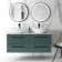 Elba Midnight Green Double Wall Hung Drawer Vanity with Marble Top & Oval Basin 1200mm - Black Accents