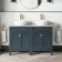 Bermuda Inky Blue Vanity with Marble Top & Oval Counter Top Basin 1200mm - Brushed Brass Accents