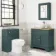Lucia Midnight Green Vanity with Oak Effect Top & Round Counter Top Basin 840mm