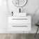 Elba Gloss White Wall Hung Drawer Vanity with Marble Top & Cody Basin 800mm - Black Accents