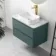 Corsica Midnight Green Wall Hung Drawer Vanity with Marble Top & Marin Basin 800mm