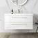 Elba Gloss White Wall Hung Basin Drawer Vanity 1000mm - Brushed Brass Accents