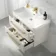 Omaha Linen White Wall Hung Basin Drawer Vanity 800mm - Brushed Brass Accents