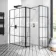 Munich Matt Black Grid 8mm Walk In Shower Enclosure 1400mm & 800mm Glass with Pivotal Return Panel