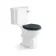 Hudson Traditional Close Coupled Toilet With Inky Blue Wooden Seat - Brushed Brass Lever