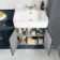 Monaco Inky Blue Basin Vanity and Back To Wall Unit 1500mm (Excludes Pan & Cistern) - Brushed Brass Accents