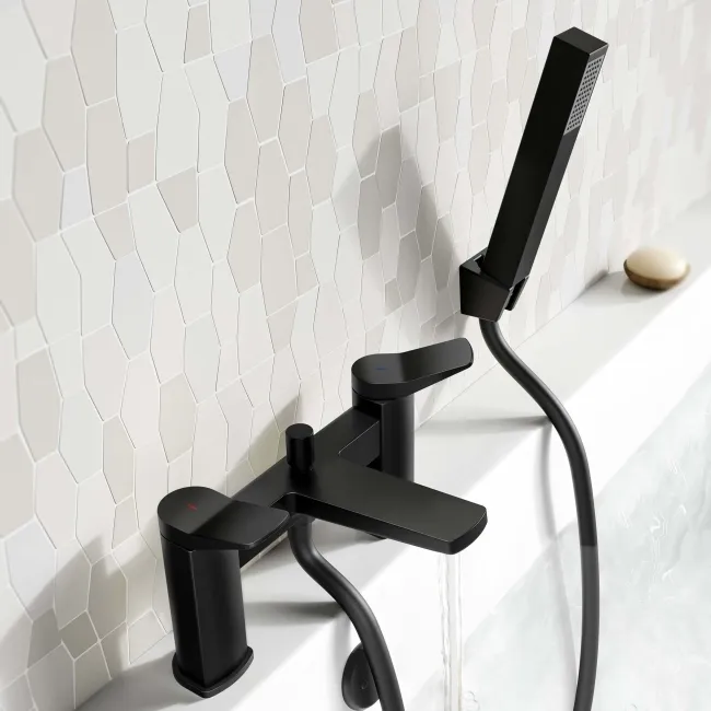 Aire Matt Black Bath Filler & Handheld Shower