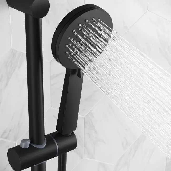 Lismore Matt Black Round Thermostatic Bar Shower Set