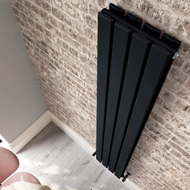 Faro Matt Black Double Flat Panel Vertical Radiator 1600x280mm