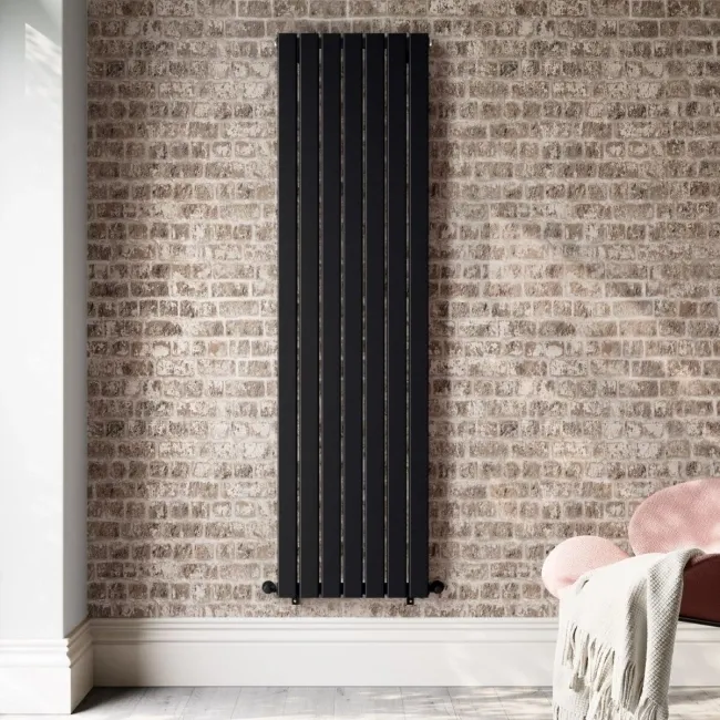 Faro Matt Black Double Flat Panel Vertical Radiator 1800x490mm