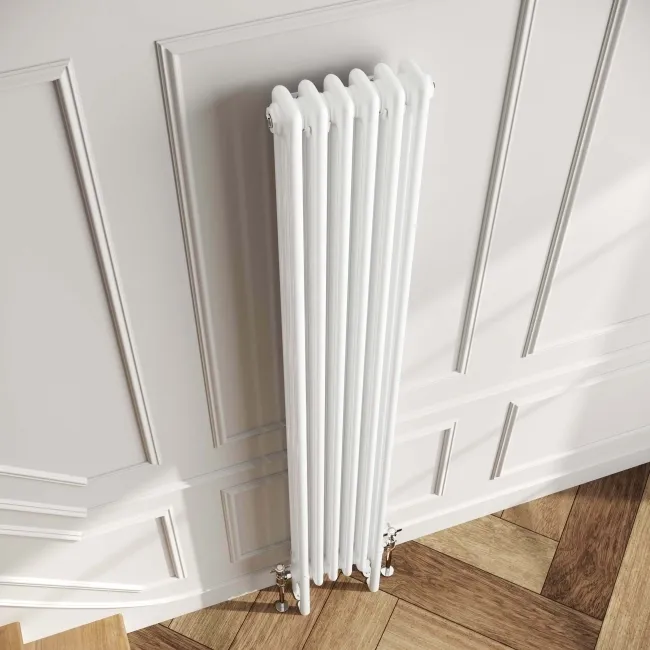 Athens White Triple Column Vertical Traditional Radiator 1800x290mm