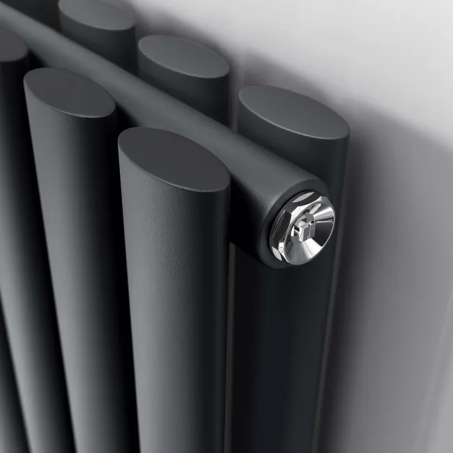 Marbella Anthracite Double Oval Panel Radiator 600x600mm