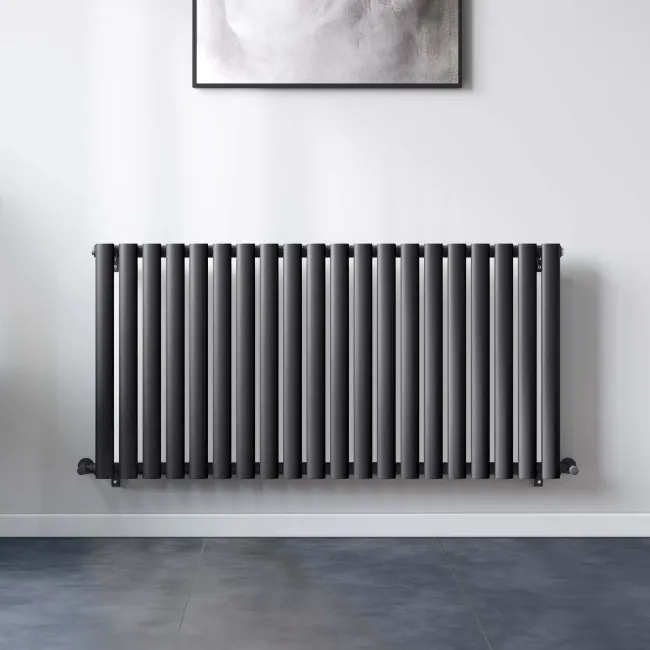 Marbella Anthracite Double Oval Panel Radiator 600x1200mm