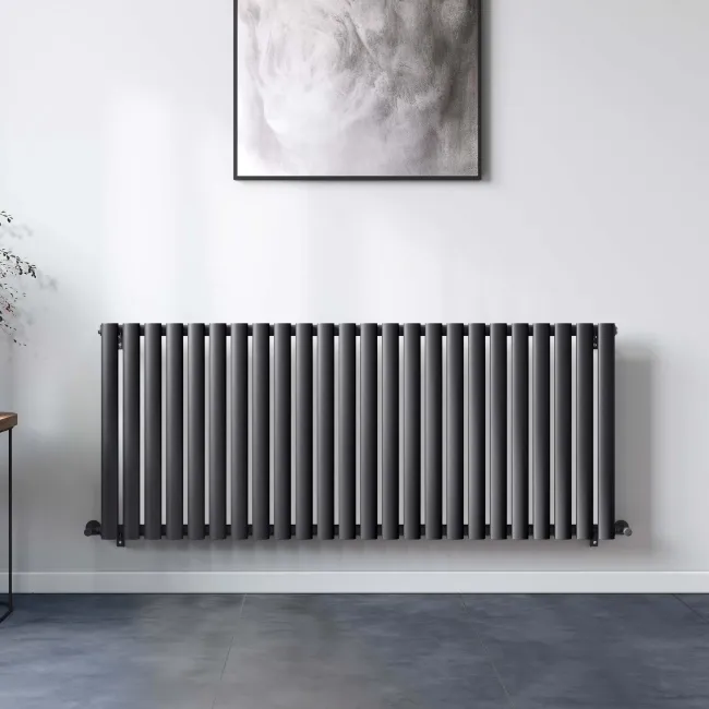 Marbella Anthracite Double Oval Panel Radiator 600x1440mm