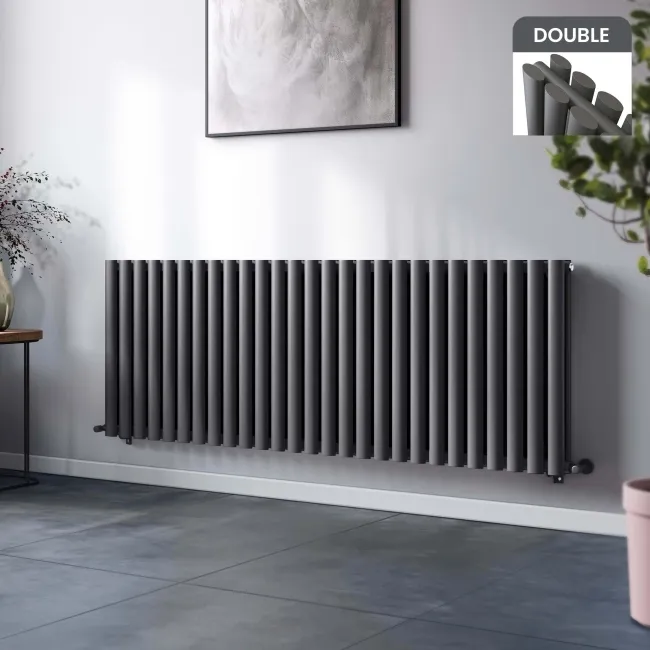 Marbella Anthracite Double Oval Panel Radiator 600x1620mm