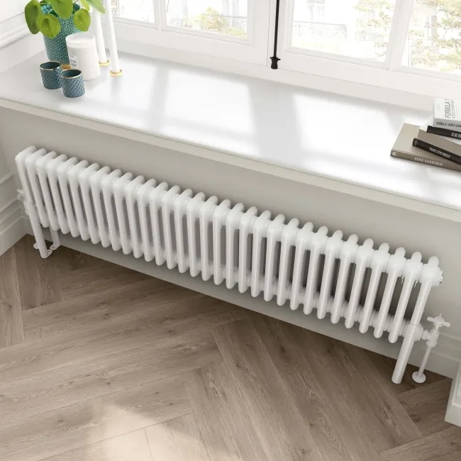 Athens White Triple Column Horizontal Traditional Radiator 300x1415mm