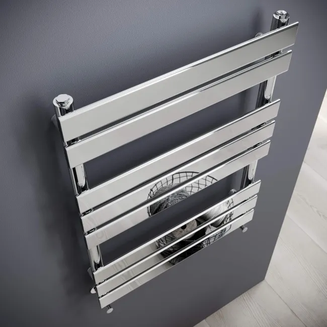 Santorini Chrome Flat Panel Heated Towel Rail 800x600mm