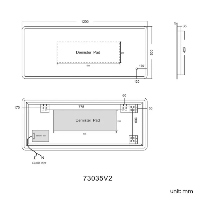 Evelyn Large Illuminated LED Mirror 500x1200mm