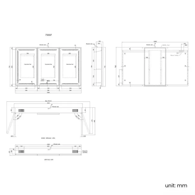 Mia Black Framed Illuminated LED Mirror Cabinet With BLUETOOTH Speaker & USB Port 710x1200mm