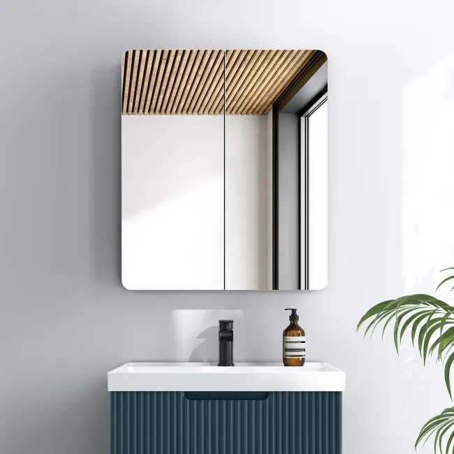 Aurora Matt Black Mirror Cabinet 700x600mm