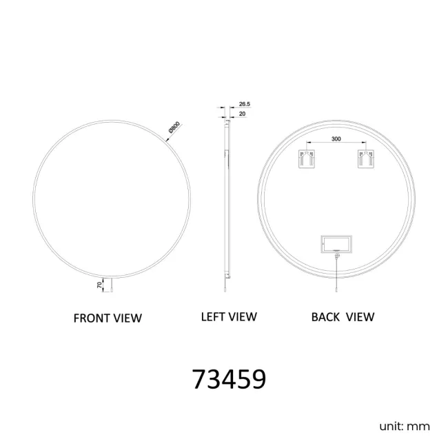 Delilah Battery Operated Brushed Brass Round Backlit LED Mirror 800mm